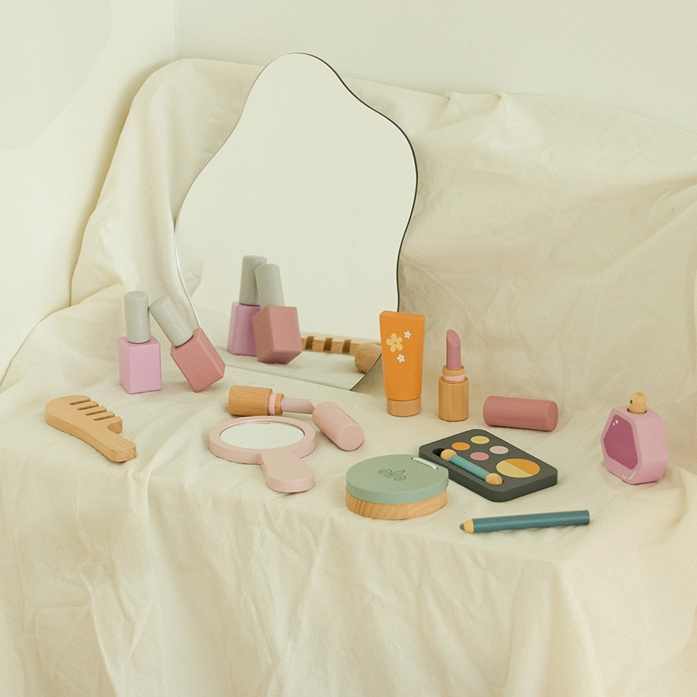 Set de maquillaje de madera con maletín