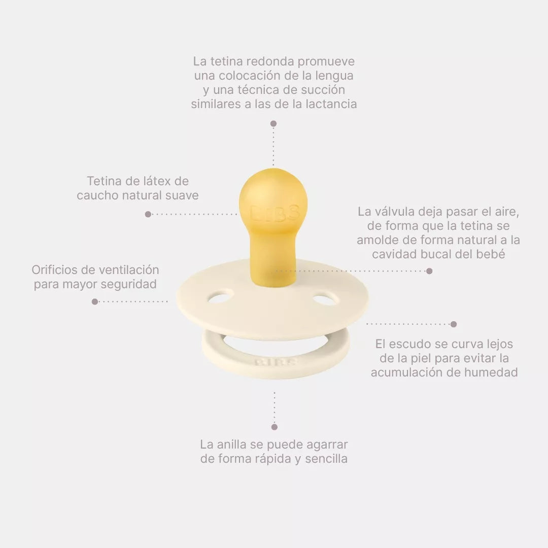 Chupete BIBS Colour Látex Natural Pack x 2 Iron/Baby Blue