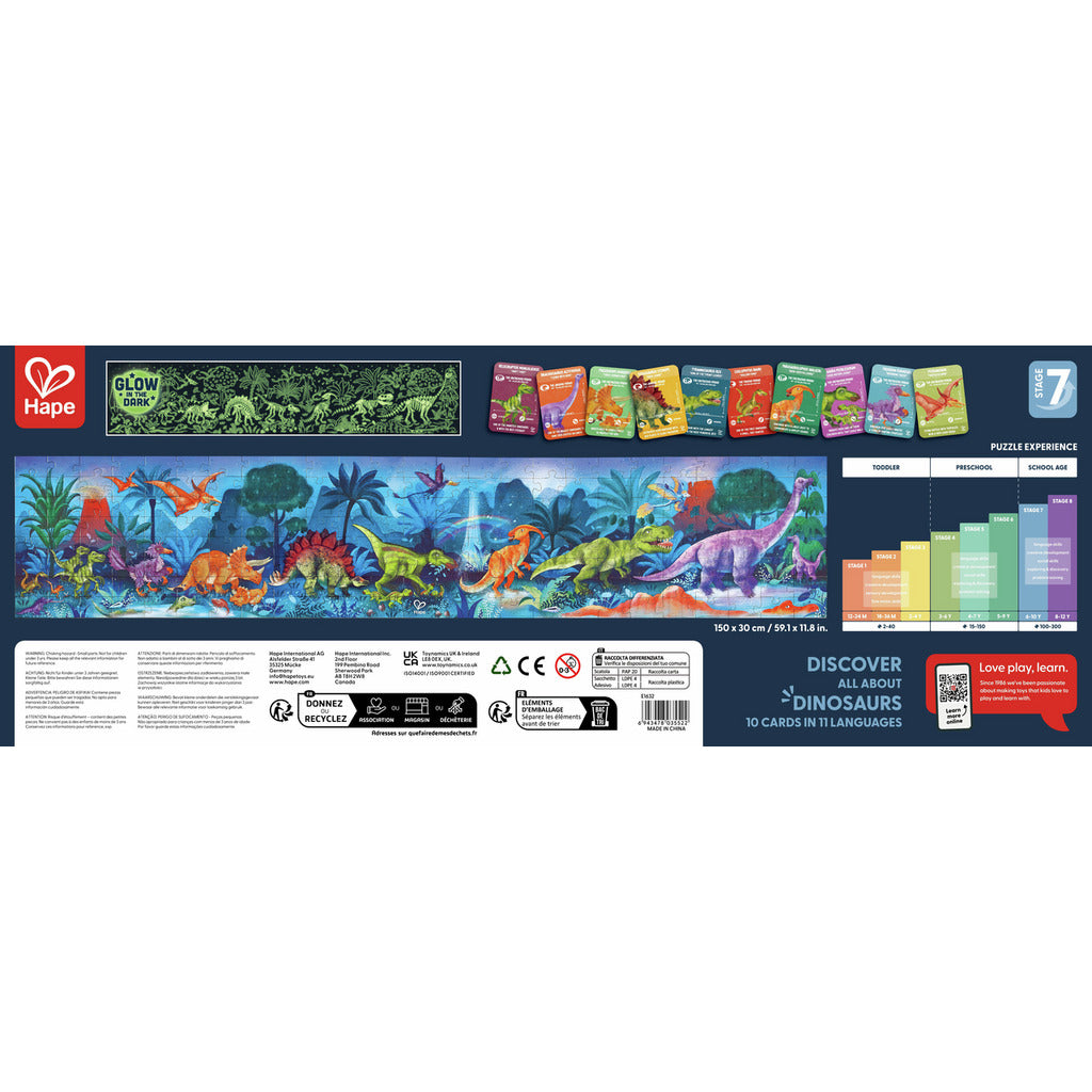 Puzzle Gigante Dinosaurios - Brilla en la oscuridad (200 piezas)