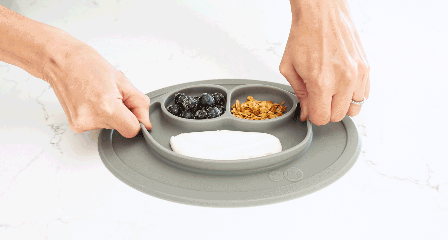 Mini Feeding Set - Plato Antideslizante con Individual + Tenedor y Cuchara - Blush