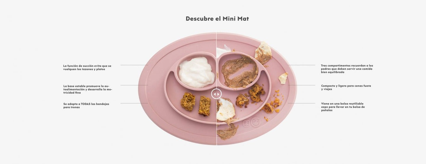 Mini Feeding Set - Plato Antideslizante con Individual + Tenedor y Cuchara - Blush