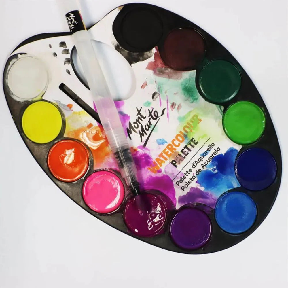 Set de acuarelas con paleta, block, pincel y lápiz - Mont Marte Kids