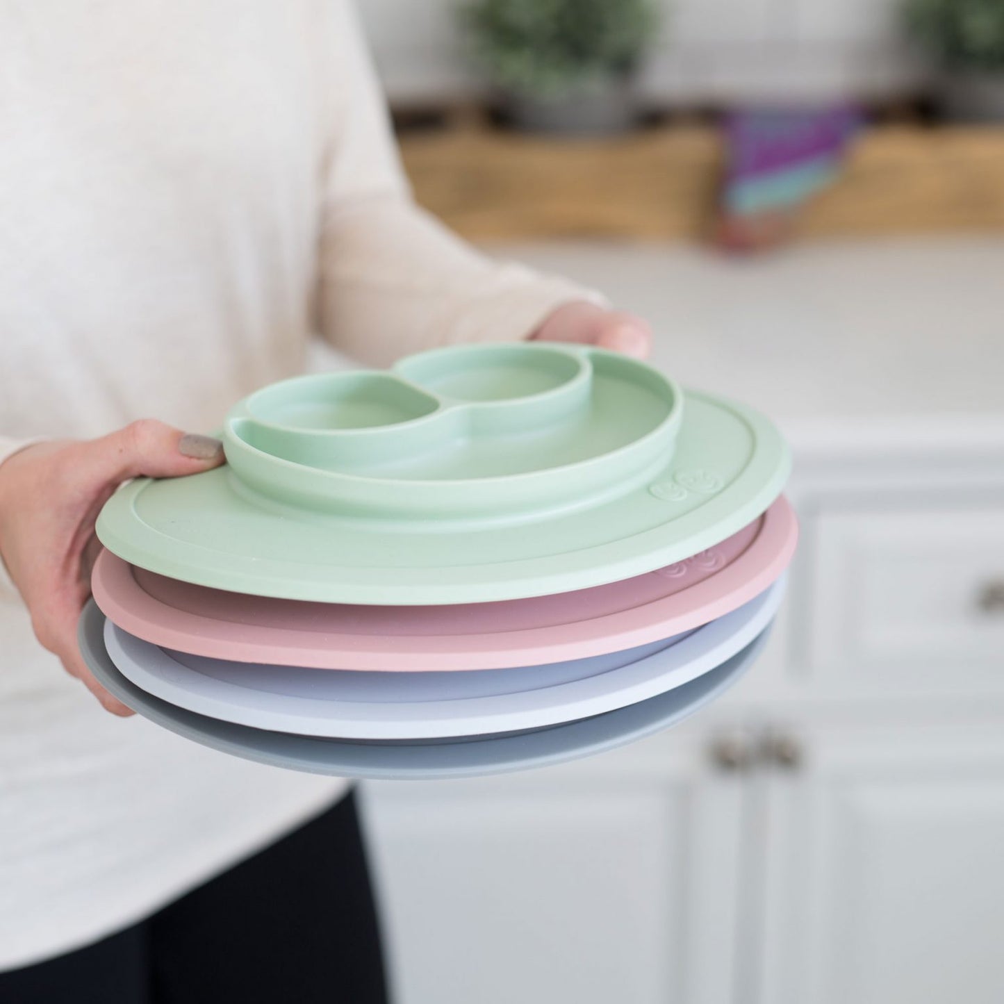 Mini Feeding Set - Plato Antideslizante con Individual + Tenedor y Cuchara - Blush