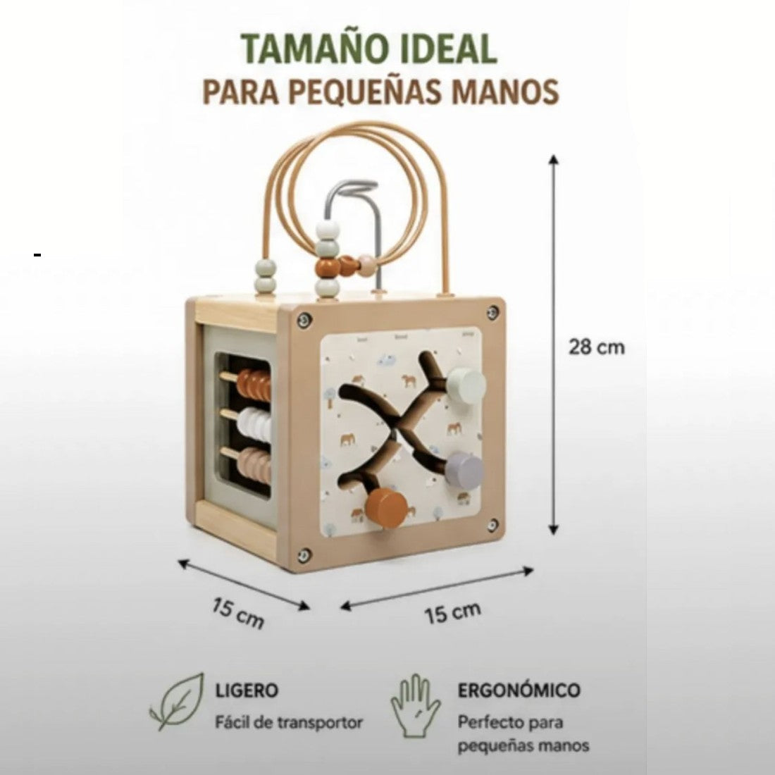 Cubo de actividades de madera