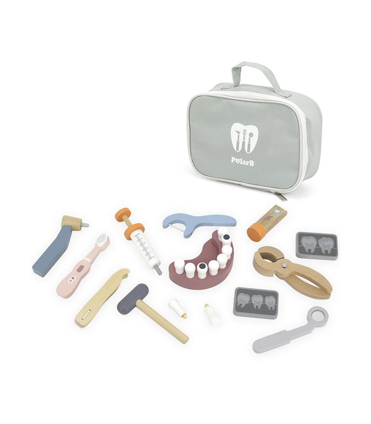 Set de dentista de madera con maletín