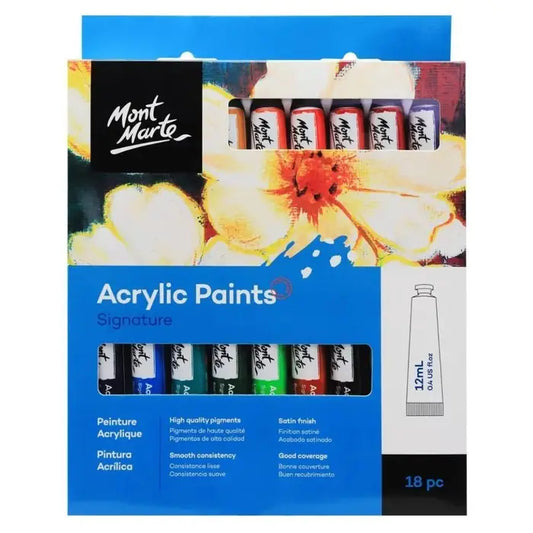 Pintura acrílica colores básicos - 18 pomos