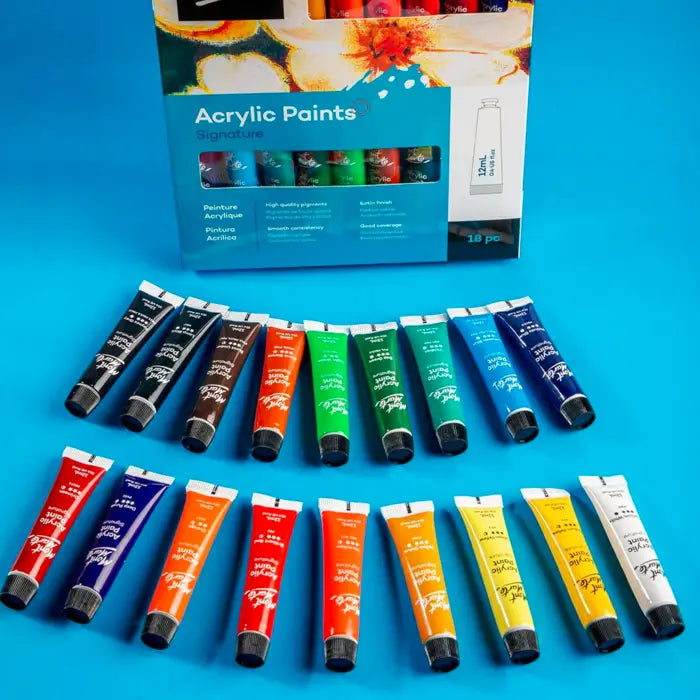 Pintura acrílica colores básicos - 18 pomos