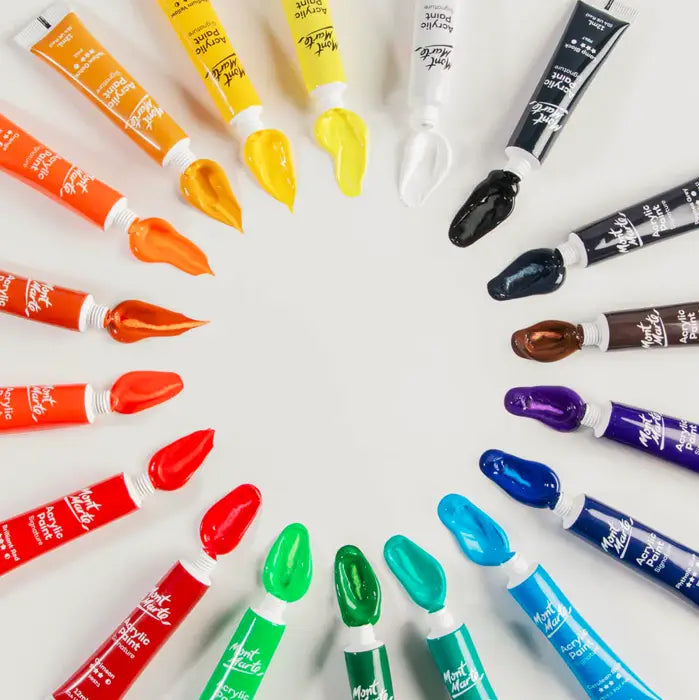 Pintura acrílica colores básicos - 18 pomos