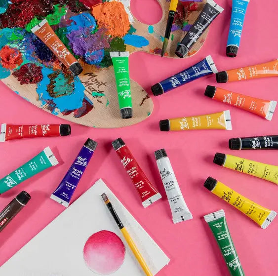 Pintura acrílica colores básicos - 18 pomos