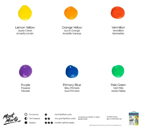 Témperas Poster Paint - 6 colores brillantes