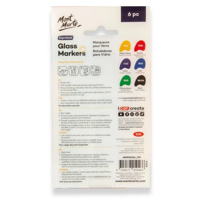 6 marcadores para vidrio y cerámica permanentes