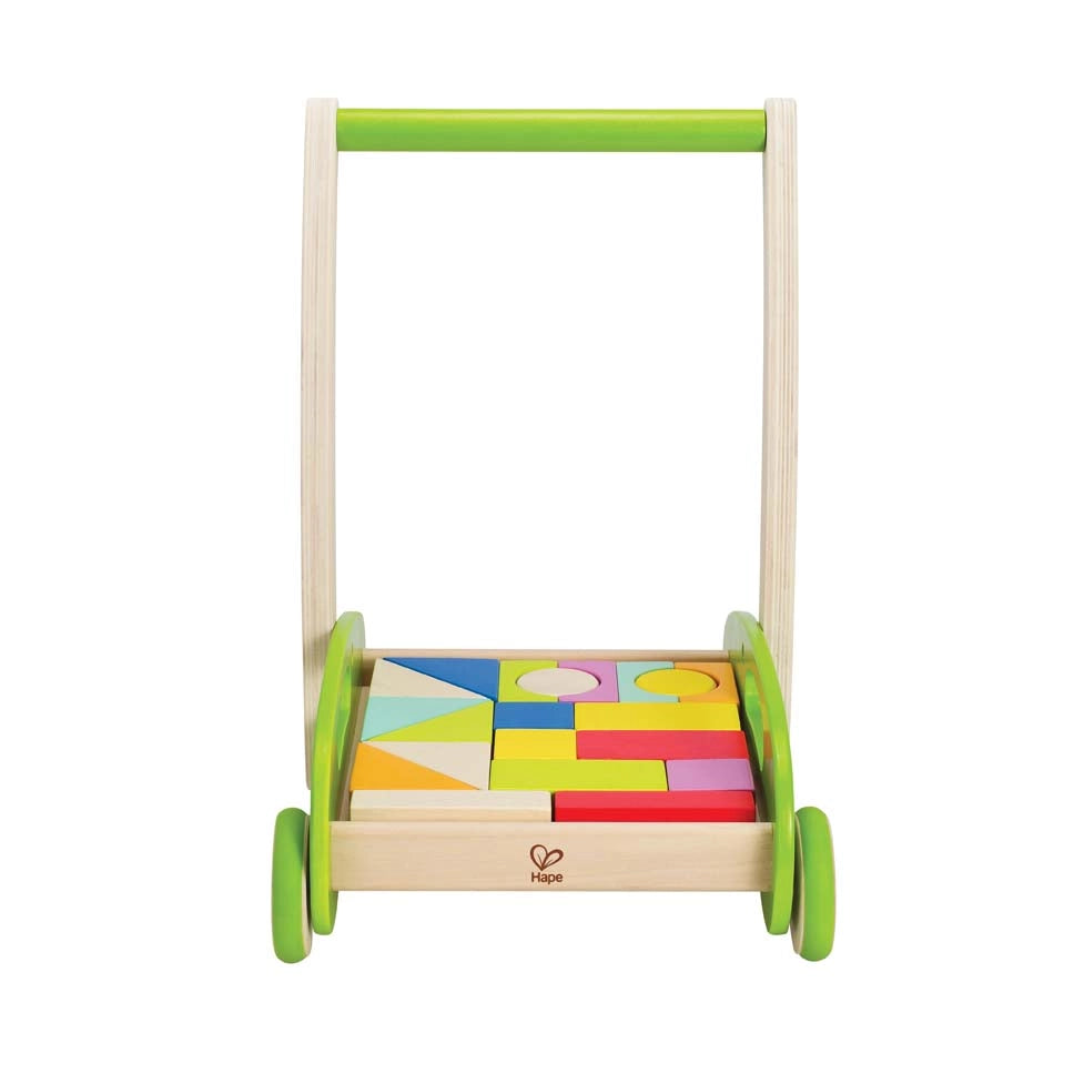 Carrito de Empuje con Bloques de Madera