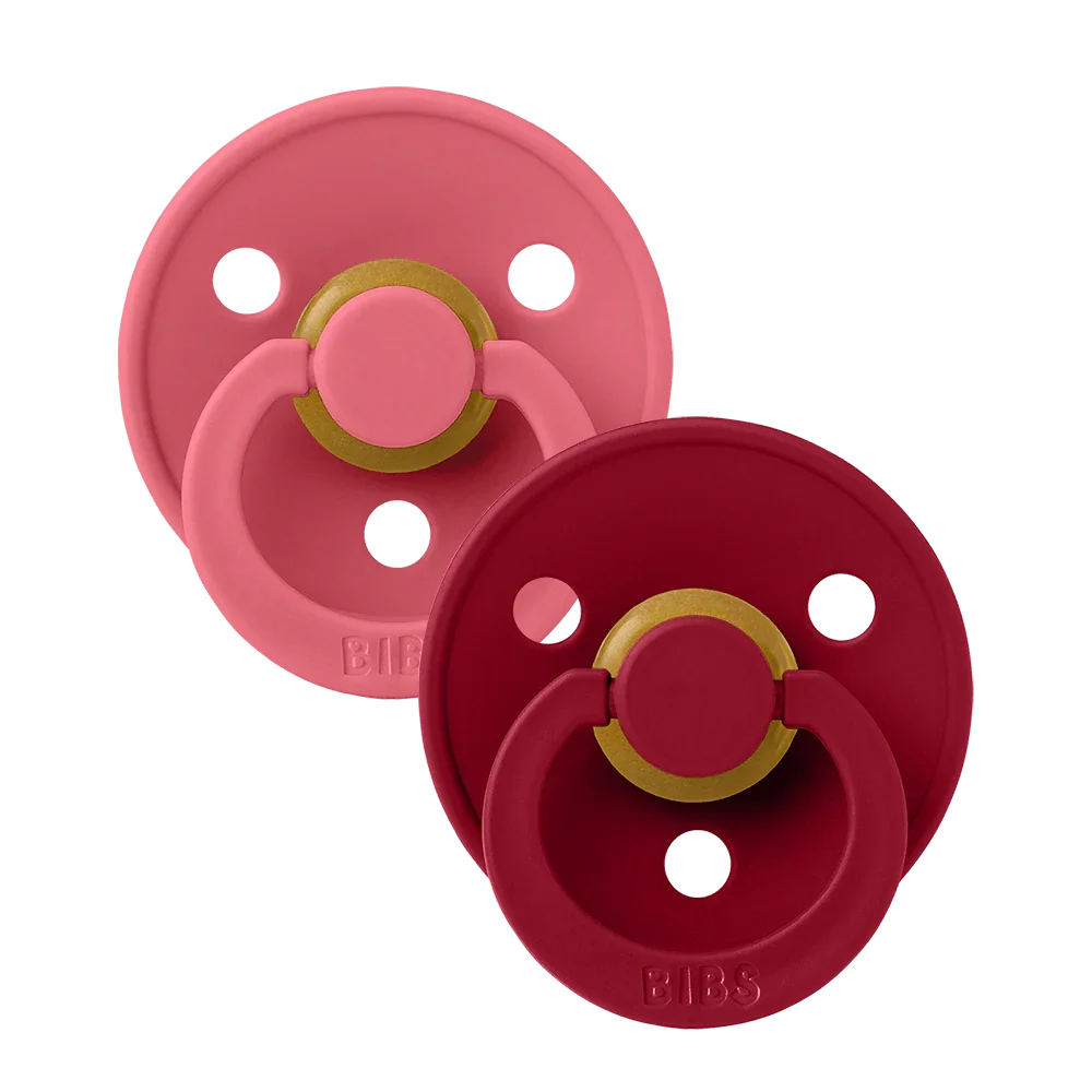 Chupete BIBS Colour Látex Natural Pack x 2 Coral/Ruby- Talle 1