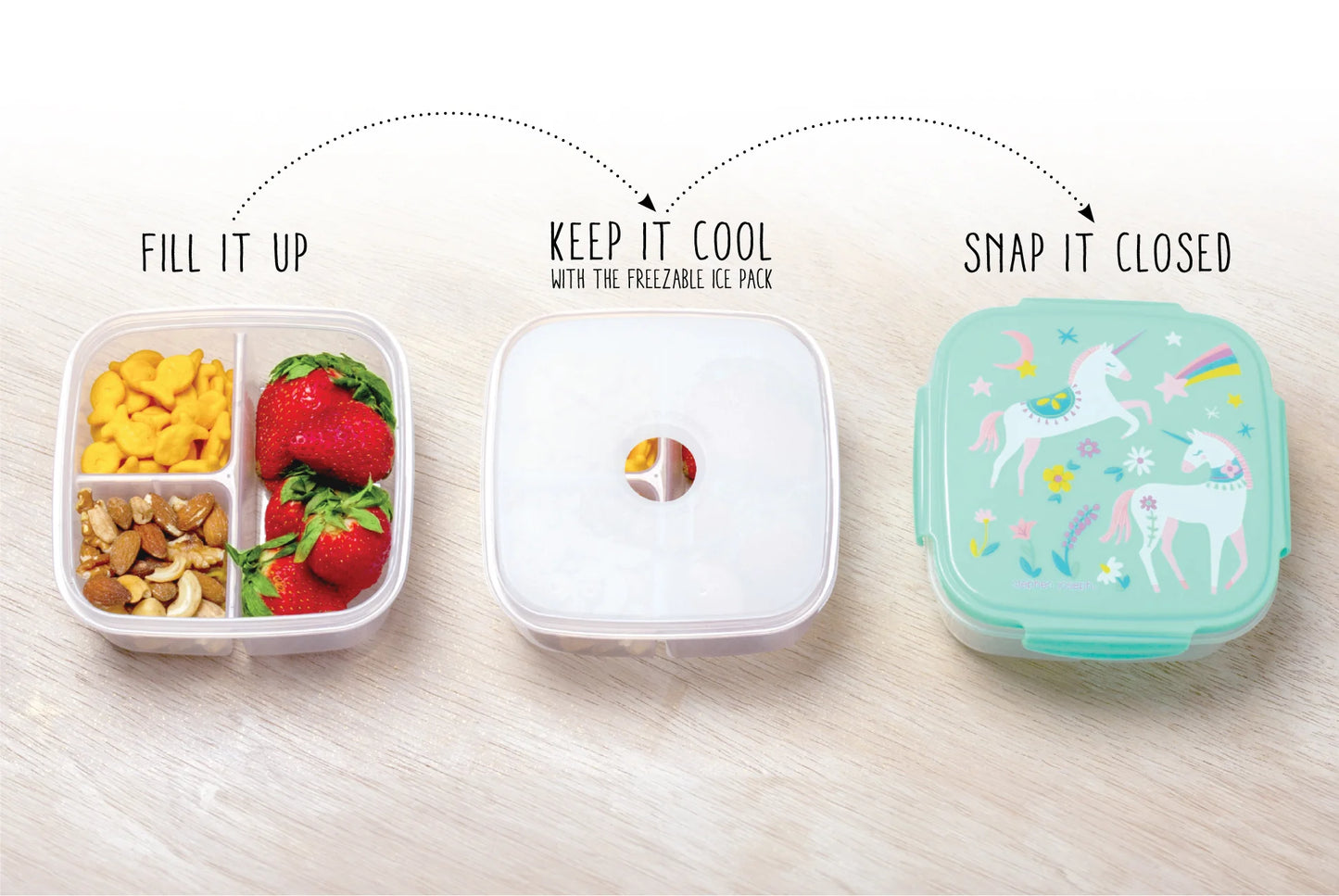 Tupper para snacks con refrigerante - Dino Rosa