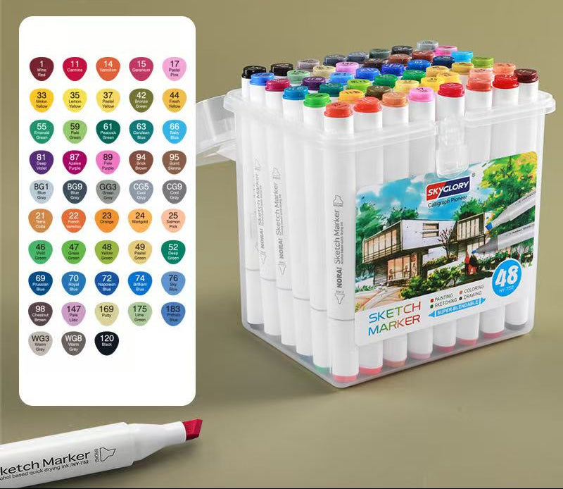Marcadores a base de alcohol de doble punta (Set de 48)