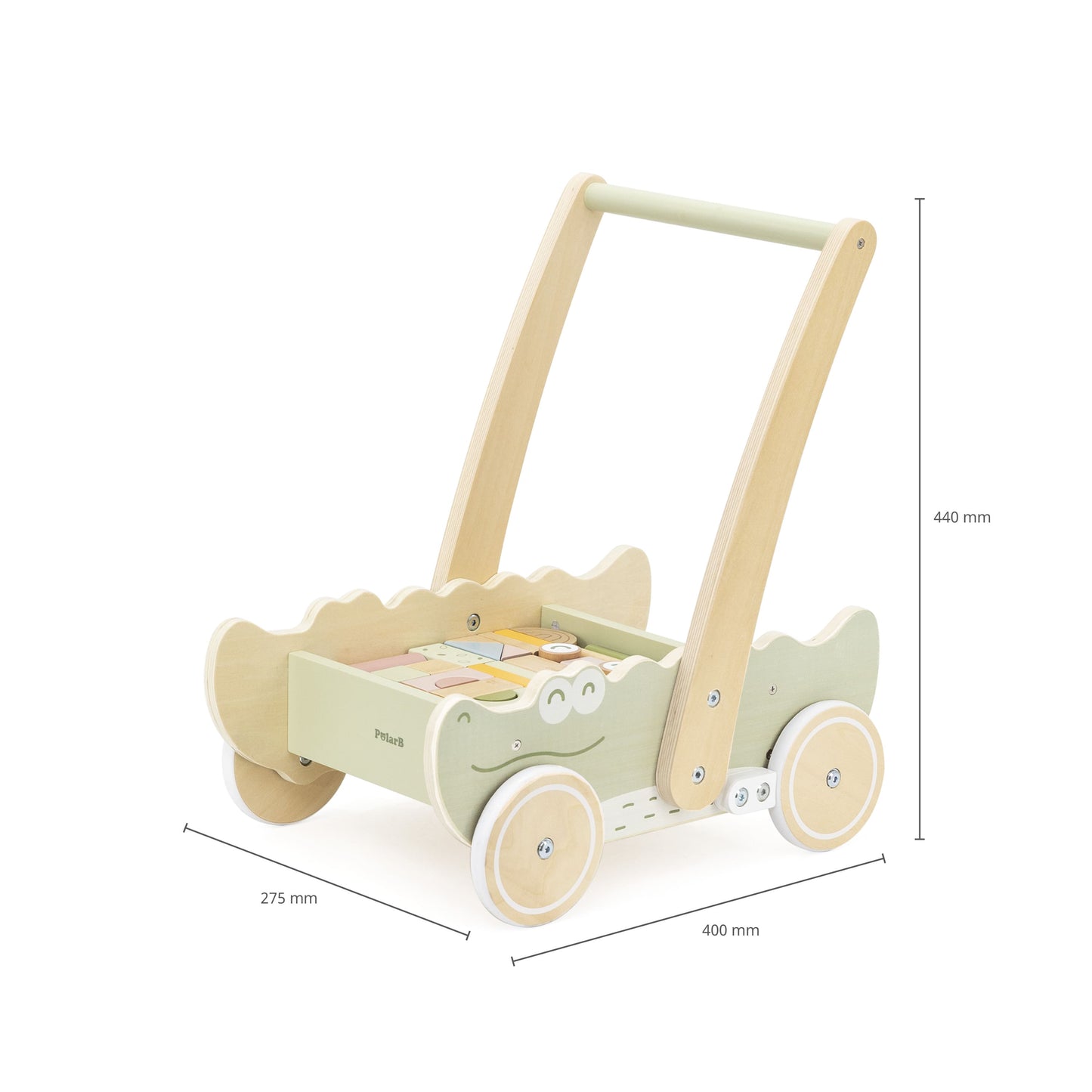 Carrito para juguetes con bloques y puzzle - Cocodrilo