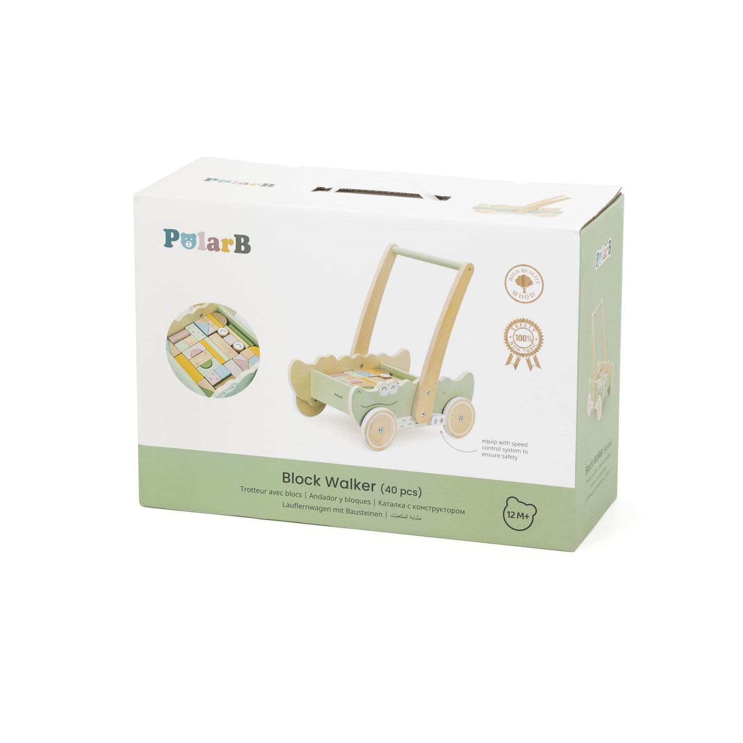 Carrito para juguetes con bloques y puzzle - Cocodrilo