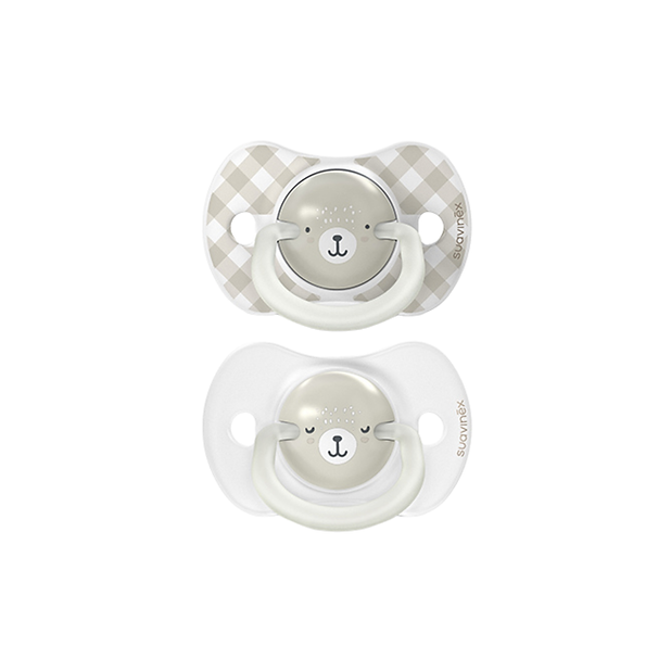 Chupete 0-6m (x2uds) Fisiológico SX Pro - Nocturno Oso Gris