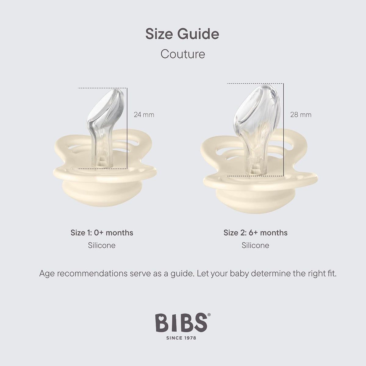Chupete BIBS Couture Silicona Tetina Anatómica Pack x 2 - Talle 2