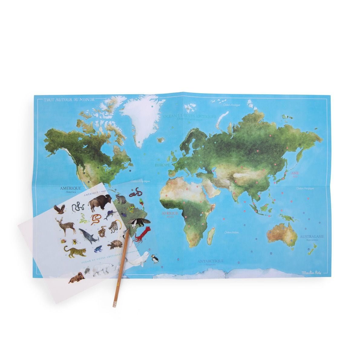 Calcomanías - Mapa con Animales del Mundo