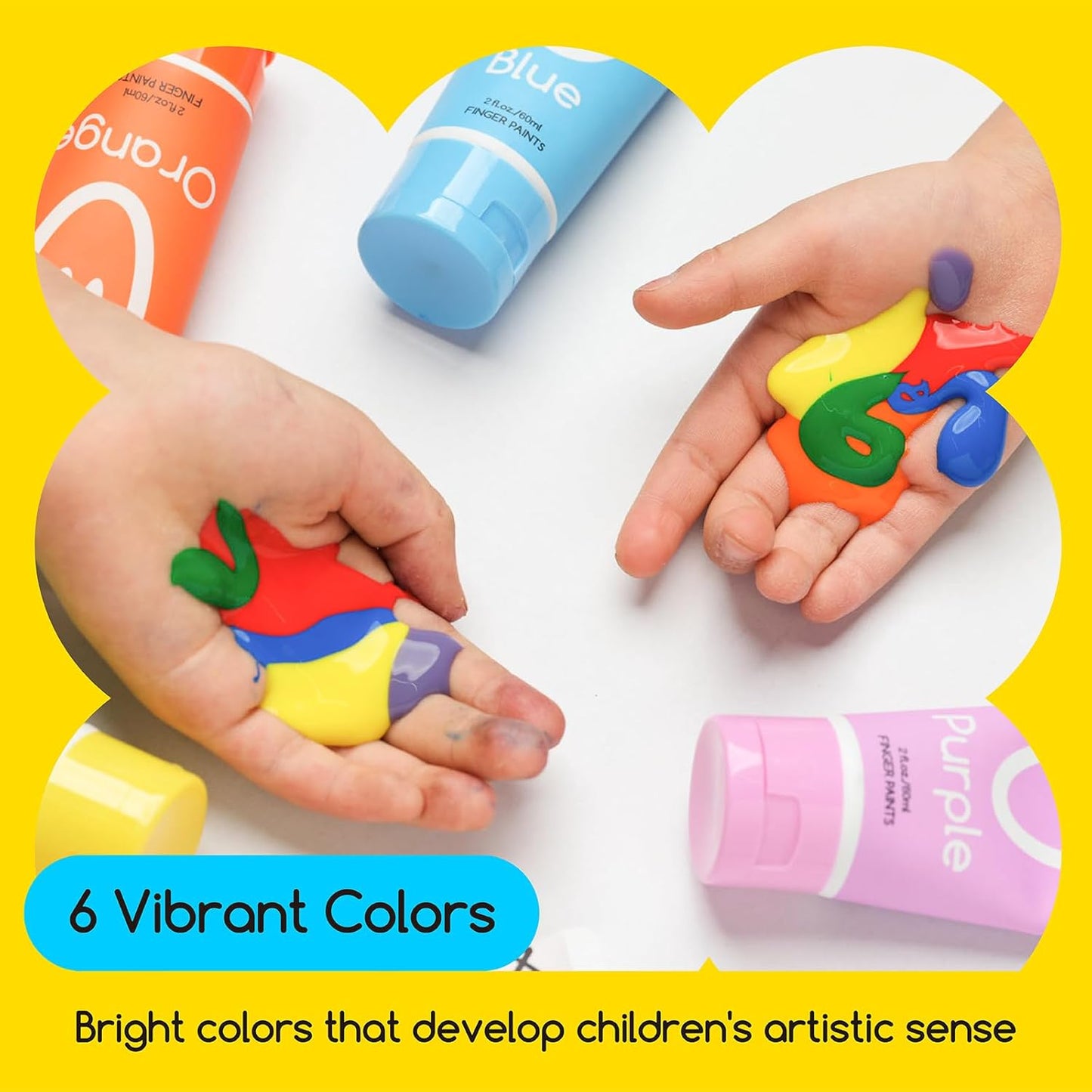 Pintura para dedos (6 colores vibrantes)
