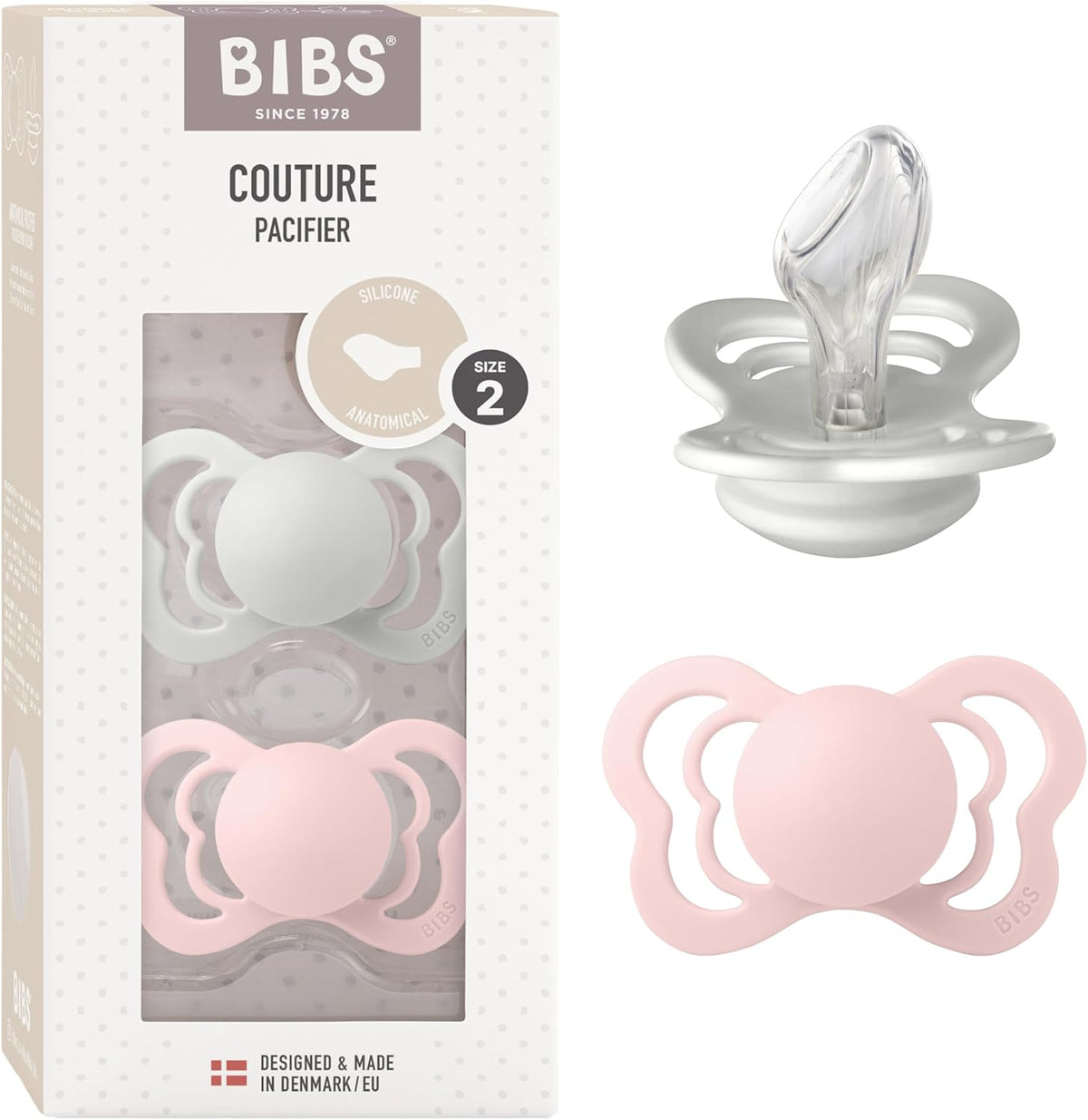 Chupete BIBS Couture Silicona Tetina Anatómica Pack x 2 - Talle 2