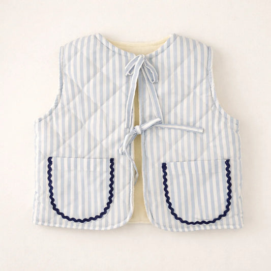 Chaleco Vichy Celeste