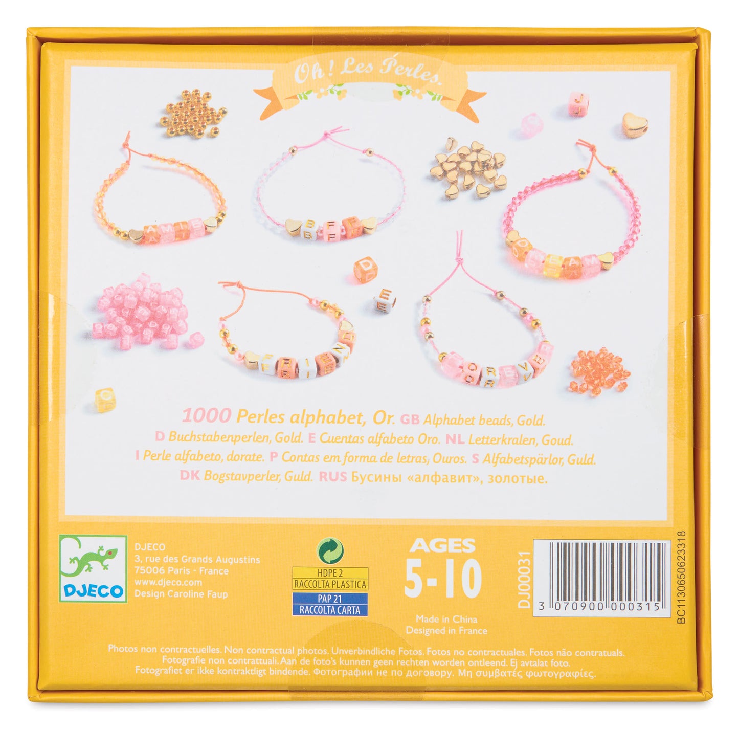 Kit de Armado de Pulseras Alphabet Gold