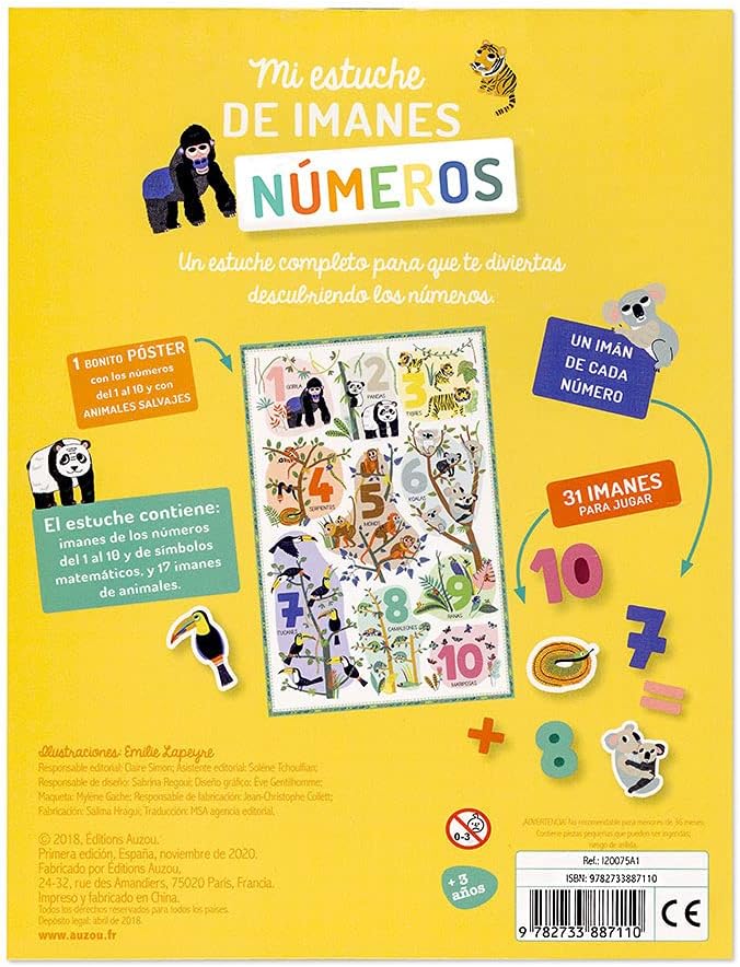 Caja de imanes con póster, Números