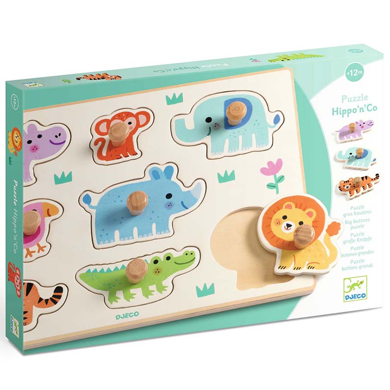Puzzle de madera de botón Hippo'n'Co