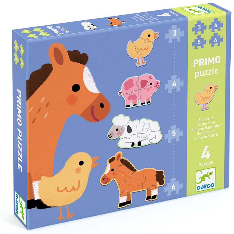 4 Puzzles Progresivos - En la granja - 3 a 6 piezas