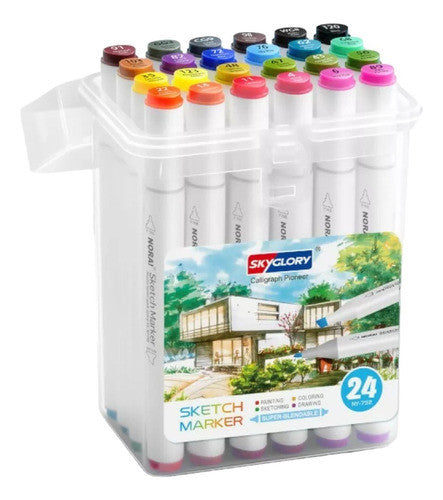 Marcadores a base de alcohol de doble punta (Set de 24)