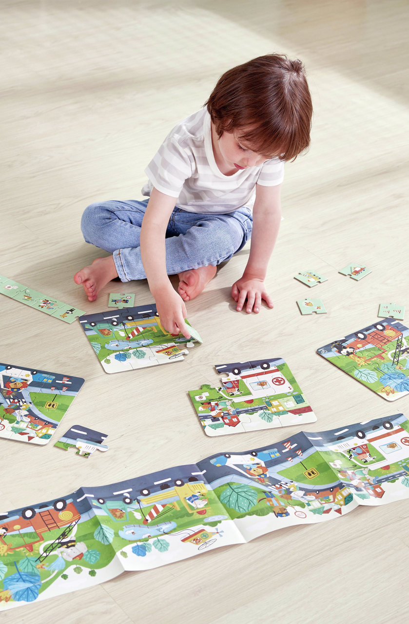 Puzzles progesivos - 4 en 1 - Vehículos de rescate