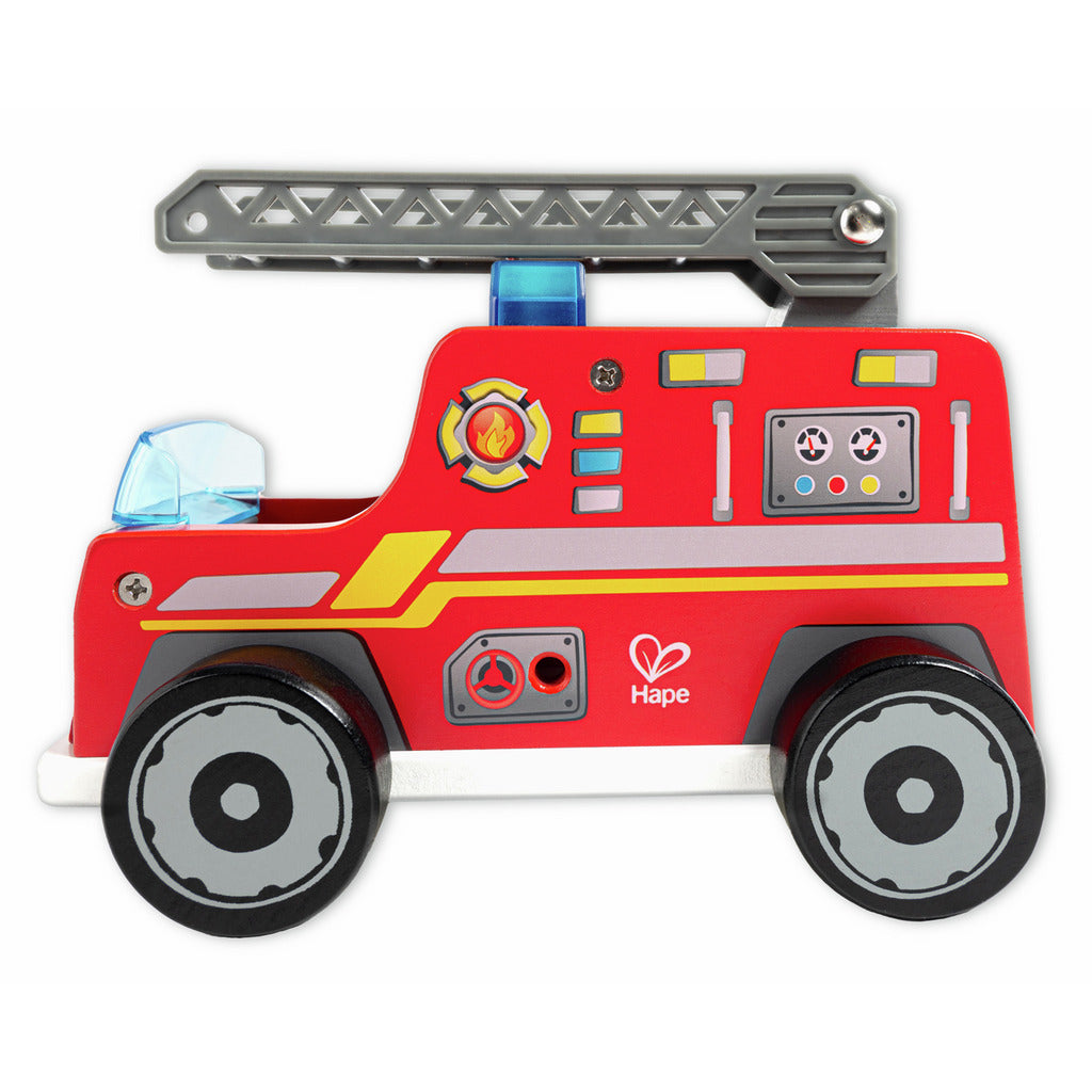Camión de bomberos con muñeco y perro de rescate