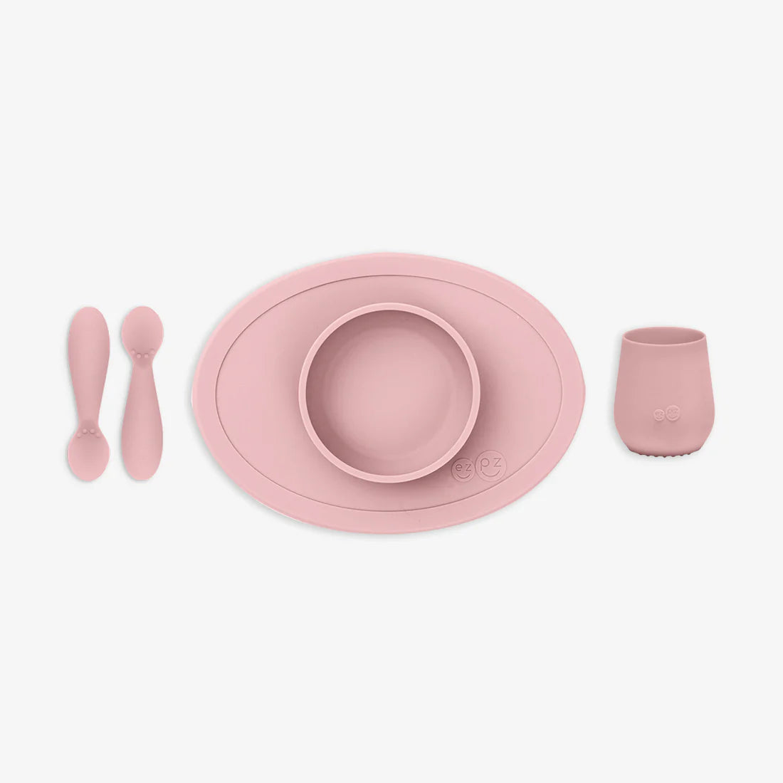 First Foods Set - Plato Antideslizante, Vaso y Cucharas - Blush