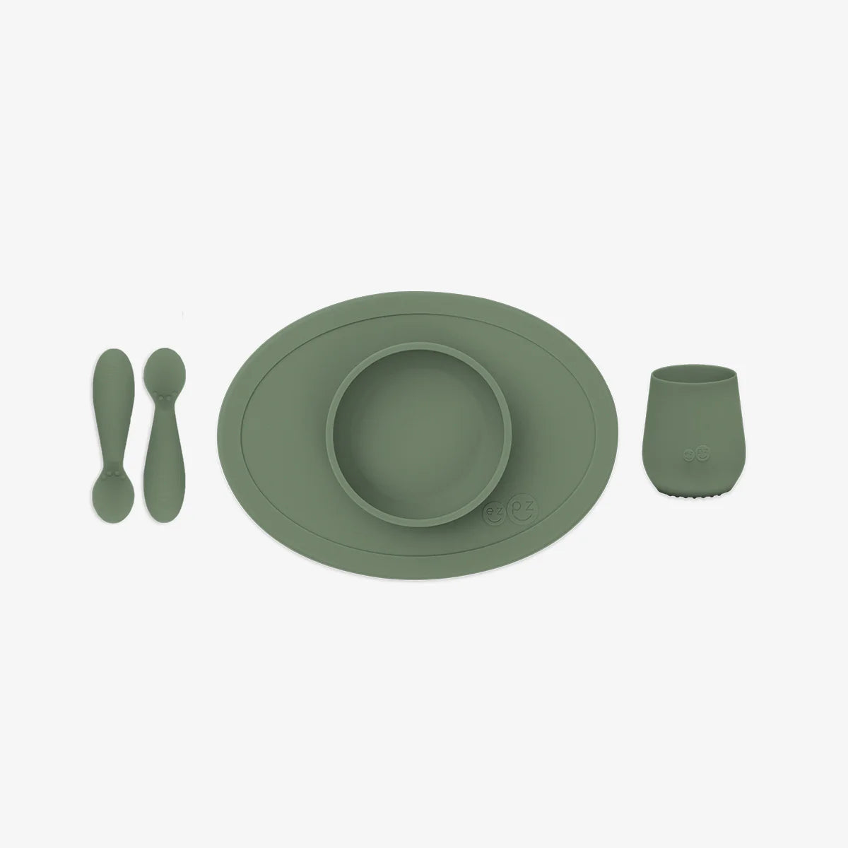First Foods Set - Plato Antideslizante, Vaso y Cucharas - Blush