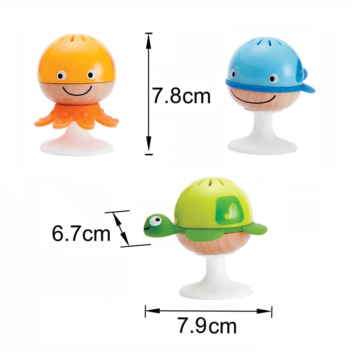 Set de 3 sonajeros con ventosas