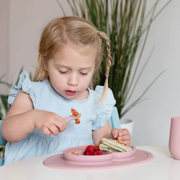 Mini Feeding Set - Plato Antideslizante con Individual + Tenedor y Cuchara - Blush