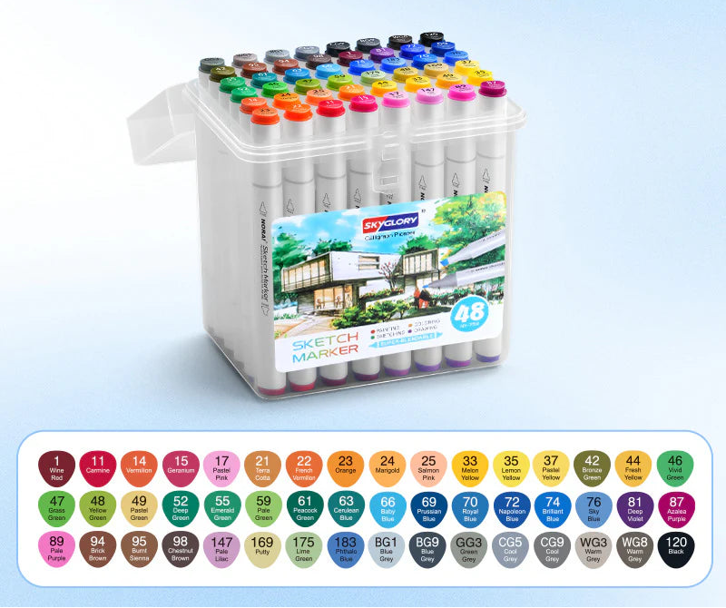 Marcadores a base de alcohol de doble punta (Set de 48)