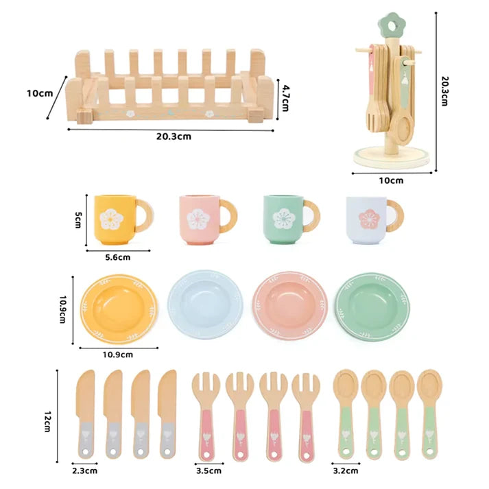 Set de Vajilla de Madera con Soportes