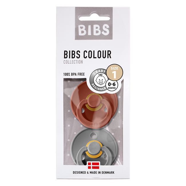 Chupete BIBS Colour Látex Natural Pack x 2 Rust/Smoke - Talle 1