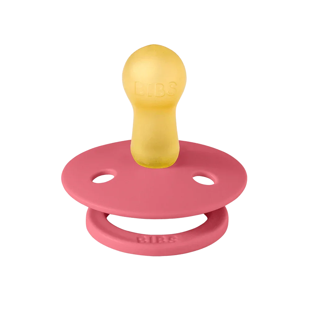 Chupete BIBS Colour Látex Natural Pack x 2 Coral/Ruby- Talle 1