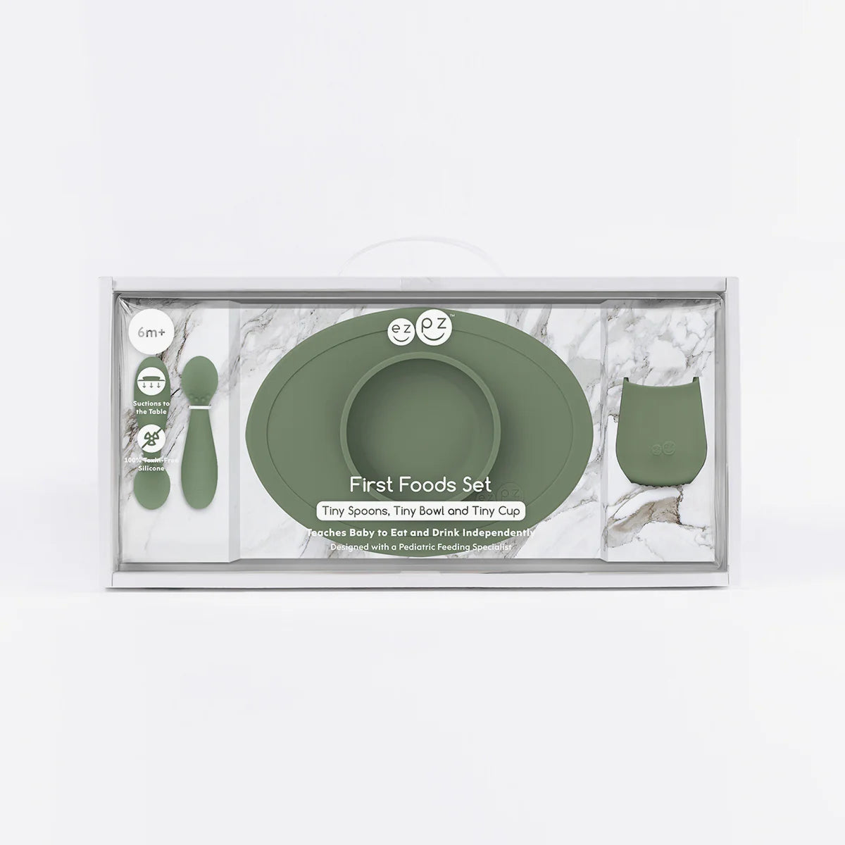 First Foods Set - Plato Antideslizante, Vaso y Cucharas - Blush