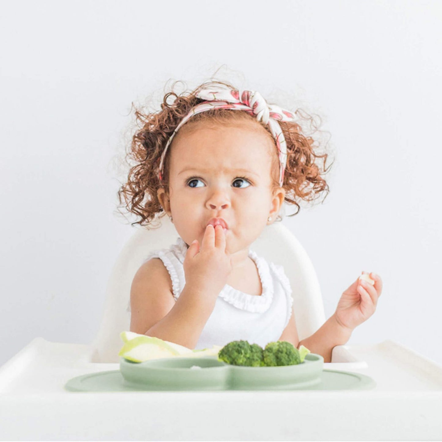 Mini Feeding Set - Plato Antideslizante con Individual + Tenedor y Cuchara - Sage