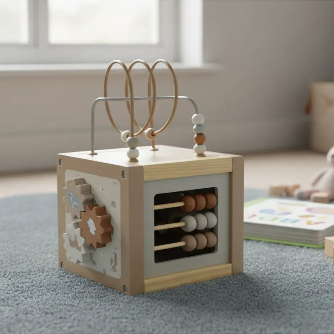 Cubo de actividades de madera