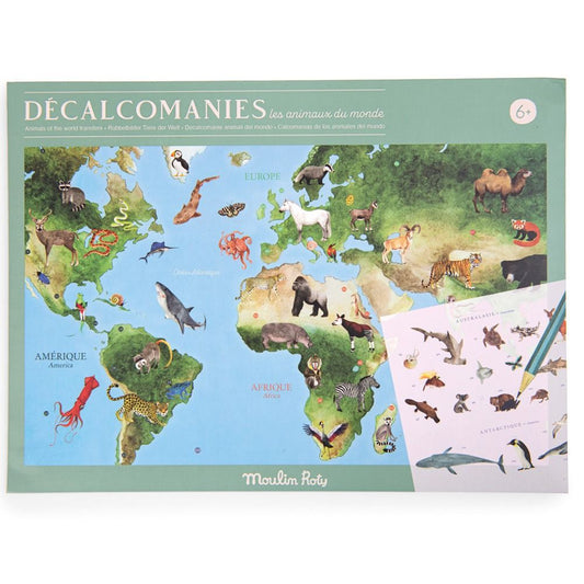 Calcomanías - Mapa con Animales del Mundo