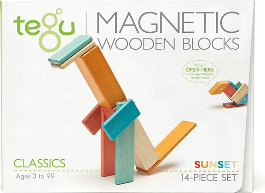 Tegu Sunset - 14 Piezas Bloques Magnéticos de Madera