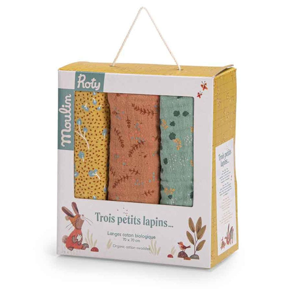 Set de 3 muselinas de algodón orgánico Trois Petits Lapins