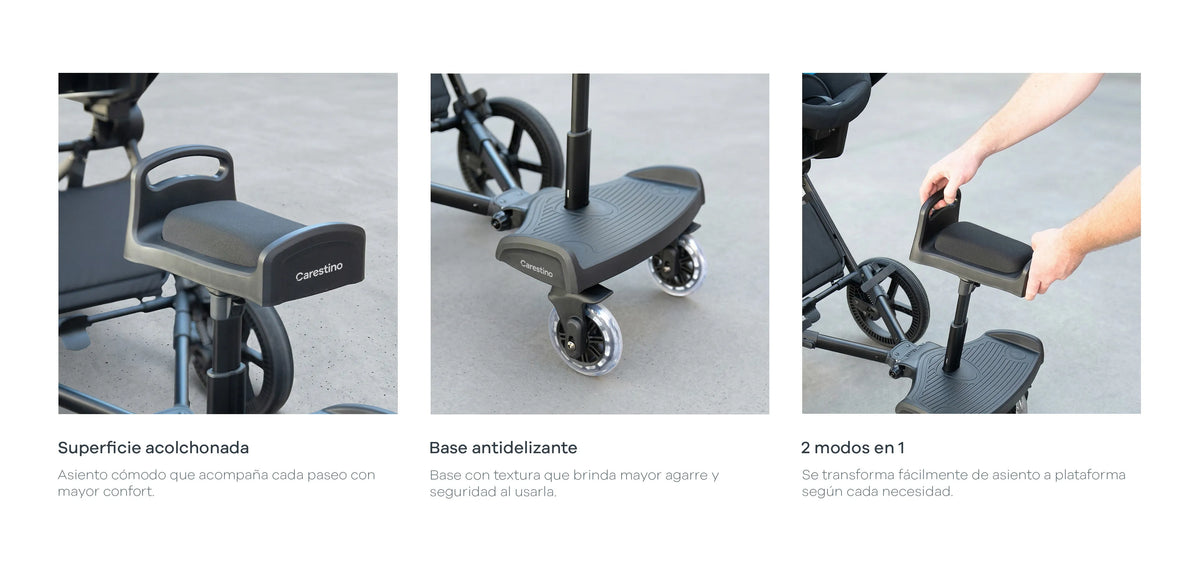 Soporte Patineta y Asiento Universal para Cochecito