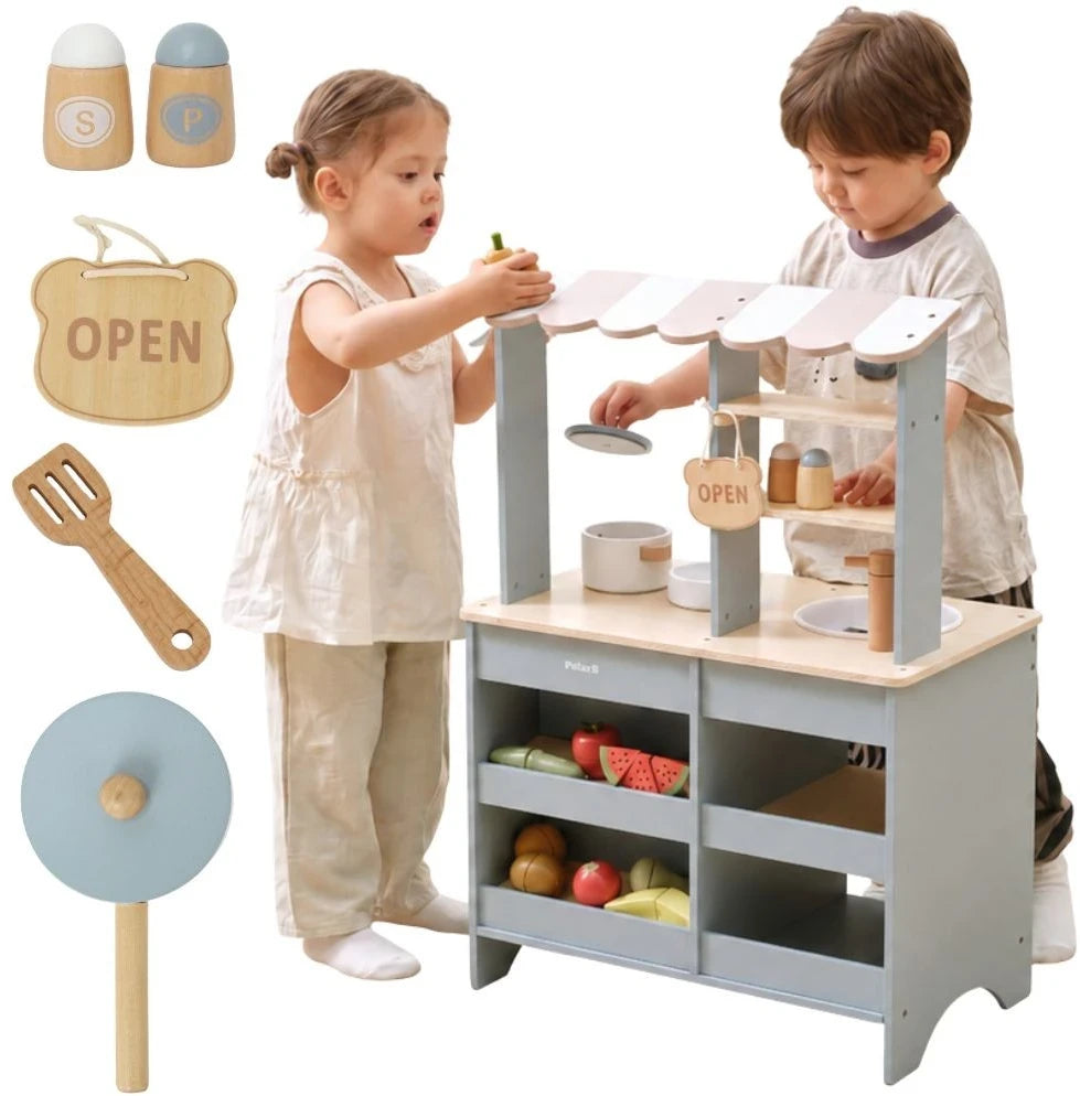 Mercadito y Cocina 2 en 1 - Azul